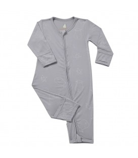 Baa Baa Sheepz Romper Zip Cute Big Star & Head Grey (0-6M)